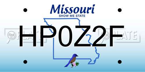 HP0Z2F Missouri License Plate