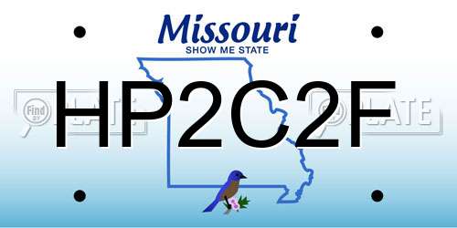 HP2C2F Missouri License Plate
