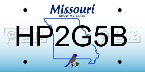 HP2G5B Missouri License Plate