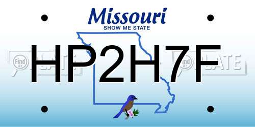 HP2H7F Missouri License Plate
