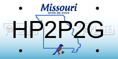 HP2P2G Missouri License Plate