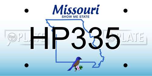HP335 Missouri License Plate