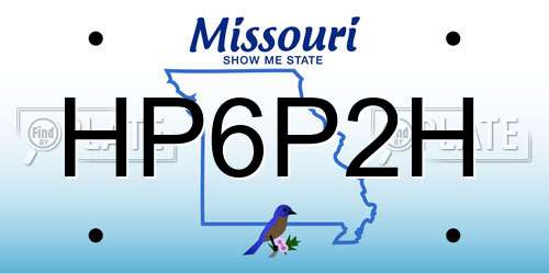 HP6P2H Missouri License Plate