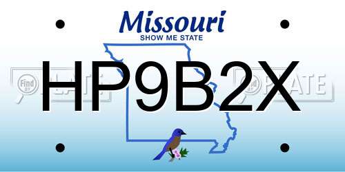 HP9B2X Missouri License Plate