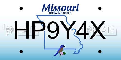 HP9Y4X Missouri License Plate