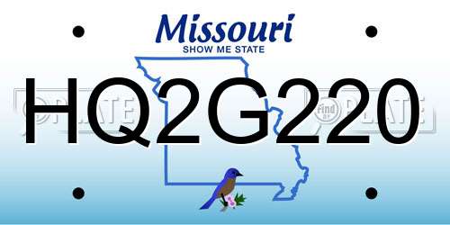 HQ2G220 Missouri License Plate