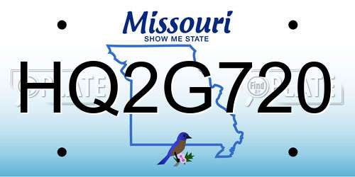 HQ2G720 Missouri License Plate