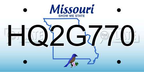 HQ2G770 Missouri License Plate