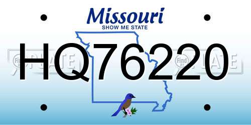 HQ76220 Missouri License Plate
