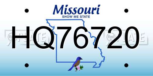 HQ76720 Missouri License Plate