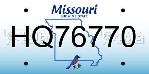 HQ76770 Missouri License Plate