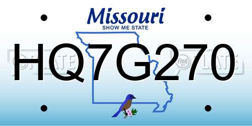 HQ7G270 Missouri License Plate