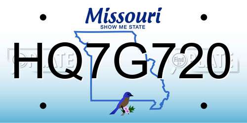 HQ7G720 Missouri License Plate