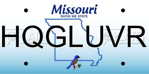 HQGLUVR Missouri License Plate