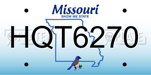 HQT6270 Missouri License Plate