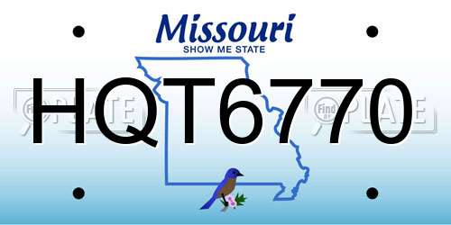 HQT6770 Missouri License Plate