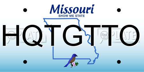 HQTGTTO Missouri License Plate