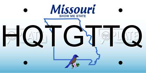 HQTGTTQ Missouri License Plate