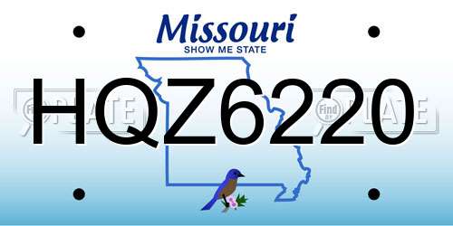 HQZ6220 Missouri License Plate