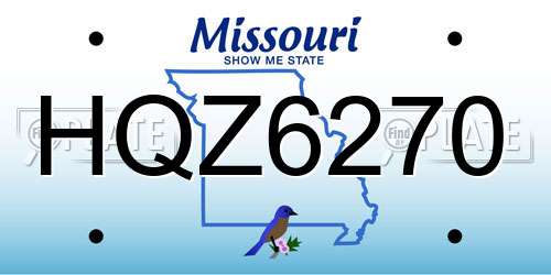 HQZ6270 Missouri License Plate