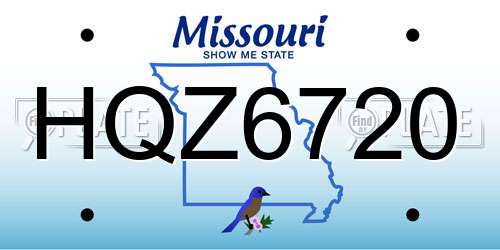 HQZ6720 Missouri License Plate