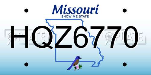 HQZ6770 Missouri License Plate