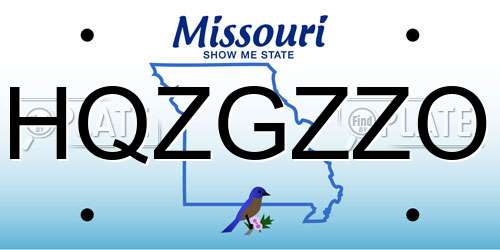HQZGZZO Missouri License Plate