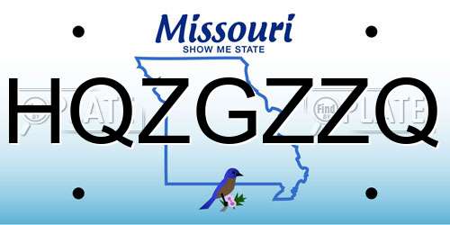 HQZGZZQ Missouri License Plate