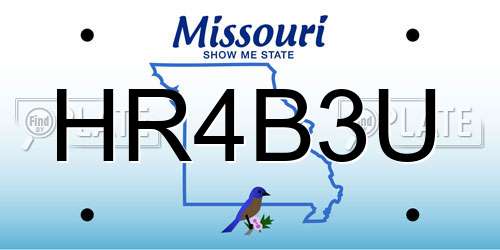 HR4B3U Missouri License Plate