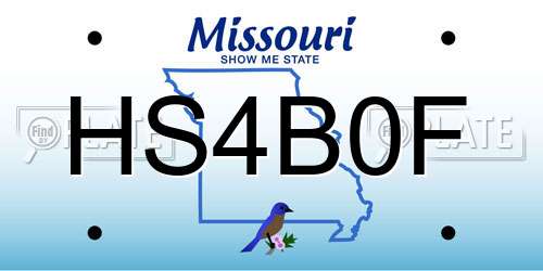HS4B0F Missouri License Plate