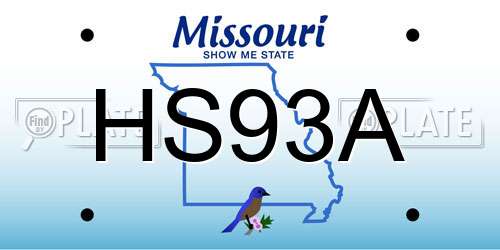 HS93A Missouri License Plate