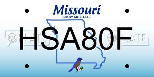 HSA80F Missouri License Plate