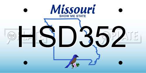 HSD352 Missouri License Plate