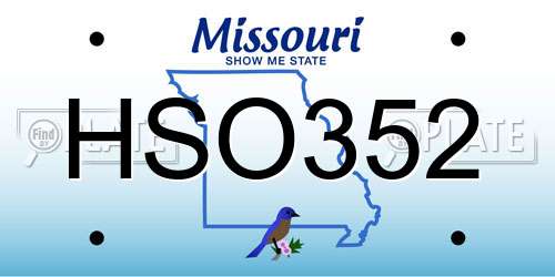 HSO352 Missouri License Plate