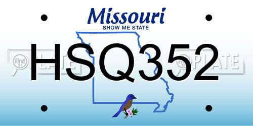 HSQ352 Missouri License Plate