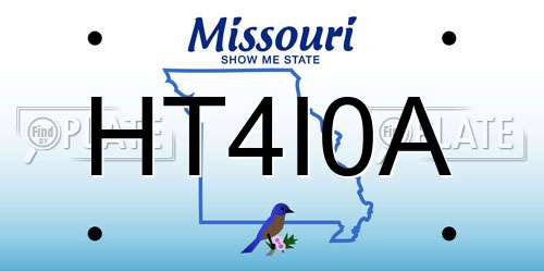 HT4I0A Missouri License Plate