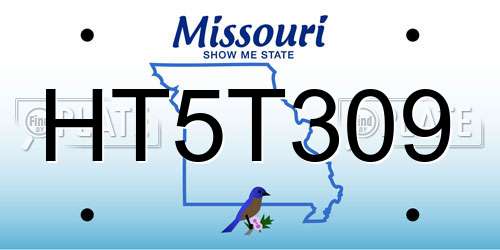 HT5T309 Missouri License Plate