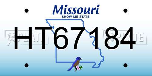 HT67184 Missouri License Plate