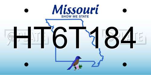 HT6T184 Missouri License Plate