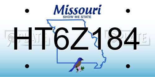 HT6Z184 Missouri License Plate