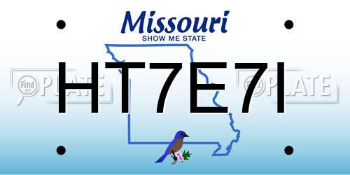 HT7E7I Missouri License Plate