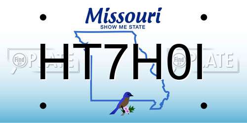 HT7H0I Missouri License Plate
