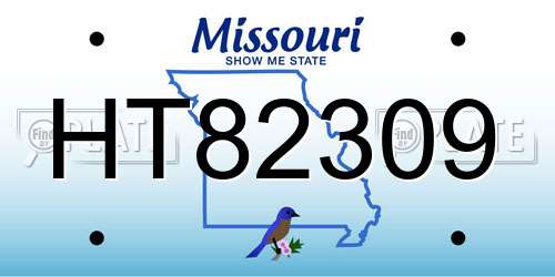 HT82309 Missouri License Plate