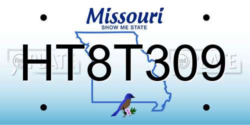 HT8T309 Missouri License Plate