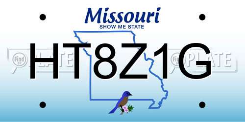 HT8Z1G Missouri License Plate