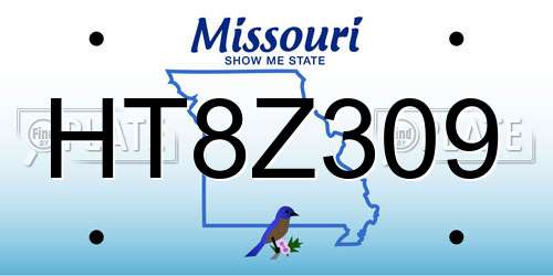 HT8Z309 Missouri License Plate