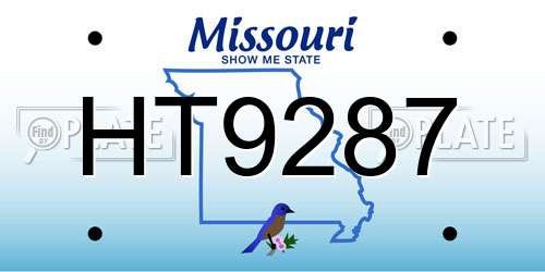 HT9287 Missouri License Plate