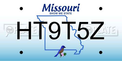 HT9T5Z Missouri License Plate