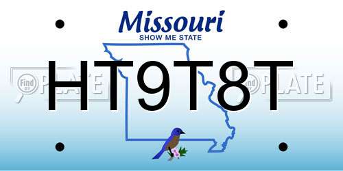 HT9T8T Missouri License Plate