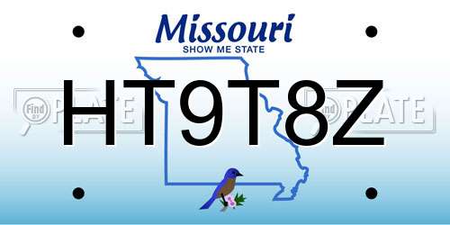 HT9T8Z Missouri License Plate